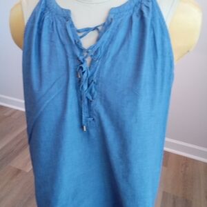 Faded Gory Size XL Blue Lace Tie Tank Top